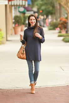 Navy Turtleneck Tunic, Fall, Sweater, Turtleneck, Fall Fashion