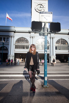 Rock N' Roll With A Little Bit of Soul!, Rachel Roy, smoking flats, fall, leather, shorts, Prada, crossbody bag, jacket