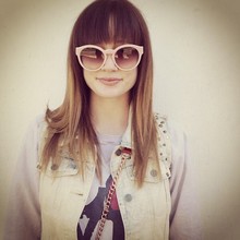 ShopGirl does Hipster, Stella McCartney, Sunglasses, Studded denim vest, Rebecca Minkoff, Free People, Monrow, Ombre
