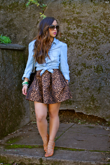 Dear Leopard,, leopard, skirt, zara, chambray, laced, booties, aviators