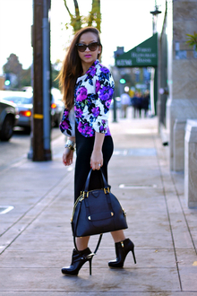 Lisianthus, floral, mixing prints, stripes, pencil skirts, ankle boots, cat eye