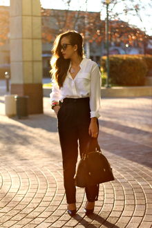 Monochromatic, high waist, trousers, monochrome, monochromatic, blouse, 