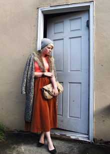 Variation on a theme, fall, cardigan, salt and pepper, velvet, maxi skirt