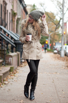 slouchy, fur collar, ankle boots, fall fashion