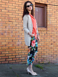 cable knit, cable knit, floral print, neon