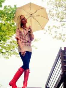 Always a rainbow after the rain, vintage, anne klein, old navy, hunter boots, rainy day