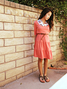 Butterfly., ootd, outfit, butterfly, dress, blouse, belt, spring, lookbook, orange, sandals