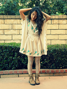 You are nothing, you are everything., dressy, dress, peacock, feathers, spring, boots, tights, outfit, style, fashion, lookbook