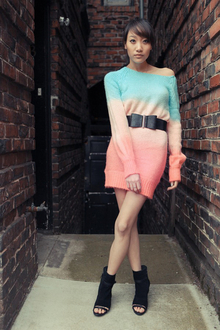 Cotton Candy, pastel sweater, black booties