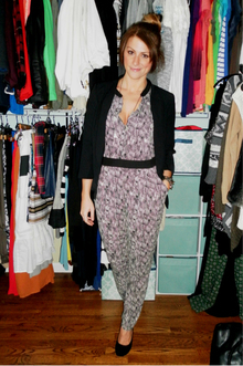 Office Pajamas., jumpsuits, one-pieces, rompers, black and white, crosshatch, prints, office style, blazers, vince camuto, astr, nine west, 