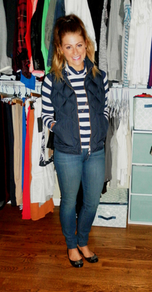 Navy Layers., navy, stripes, puffer vest, jcrew, rich and skinny, fibi&clo, fall fashion, casual, 