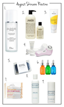 August Skincare Routine, skincare, skincare products, cleanser, serums, matte sf, dior cleanser