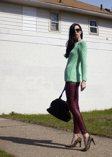 Club Mint, Cheetah, Faux Leather, Spring, Loose Knit