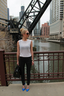 Pop of Blue!, summer, spring, outfit, zara, leather, pants, 