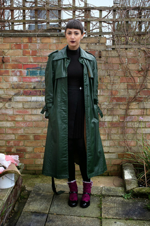 Pleats & Green, pleats, pleated skirt, trench, coat, mary janes, patent, polo neck,