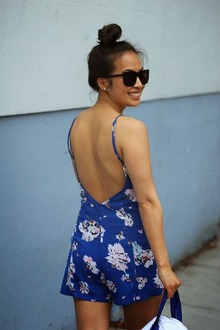 Blue is the New Black, spring, summer, rompers, floral, blue