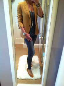 Tans & Greys, Blazer, Zara, Skinny Jeans, Necklace 