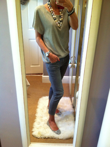 Fifty Shades of Grey!, Grey, boyfriend jeans, pearls, bling, J Crew, Zara