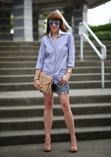 Double Collar Oxford Shirt, oxford shirt, kal rieman, gap, denim shorts