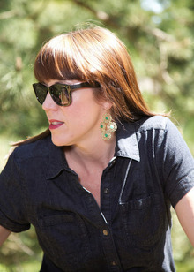 Romper and chandelier earrings, chandelier earrings, stella & Dot, romper, denim