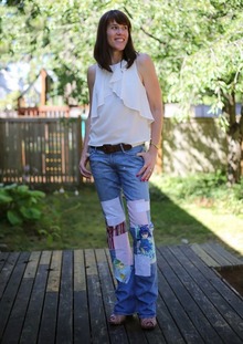 DIY Patchwork Jeans, jeans, patchwork jeans, current elliott, zara, diy