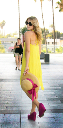 Color Blocking with Mustard!, Pink wedges, mustard dress, color blocking, los angeles fashion blogger