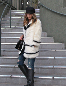 Boots & Fur, knee high boots, boots, faux fur, fur, black and white