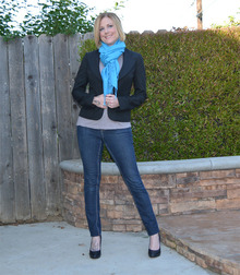 Effortless, blazer, casual, skinny jeans, scarf