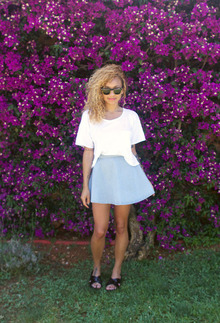 BLOSSOM, ray-ban, clubmaster, americanapparel, rag&bone, skaterskirt, denimskirt, vagabond