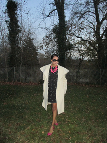 How to incorporate Winter White, off white, winter white, oversize coat, catherine malandrino, dress, winter fashion