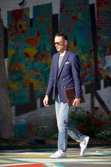 Leather Portfolio, persol, polarizedsunglasses, asos, doublebreastedblazer, greytee, boconileatherbriefcase, j.crew, commonprojects, whitesneakers, allsaints, zegna, pocketsquare