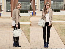 FRIGID WARM., spring outfit, fashion blog, dressy, fall, fall 2013, trends, canadian, booties, leather jacket, edgy, celine purse, celine luggage, sonya esman, black jeans, 