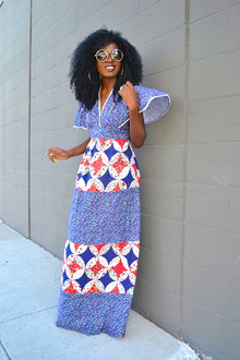 Vintage Printed Maxi Dress, kimonodress, printedmaxi, silverhoops, tomford, nordstrom, betseyjohnson, jessicasimplson