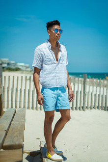BAE-WATCH, lespecs, oldnavy, stripeshirt, menswear, summer, beach, travel, orlebarbrown, skyblueswimshorts, genericsurplus, slipon