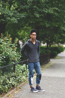 SLACKIN ON YA PRIMPIN , ambig, w.r.k., knithoodie, dsquared, patchworkdenim, patchworkjeans, pfflyers, hightopsneakers, urbanoutfitters