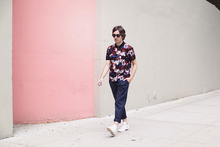Mike Before Lacoste Show, colors, collar, cuffed, nyfw, print