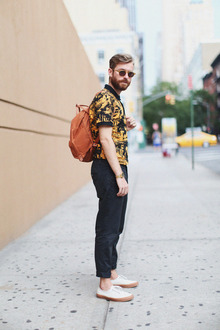 Gabi Before Lacoste Show, colors, collar, cuffed, nyfw, print