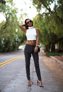 North Star, edgy, whitecroptop, balmain, aviator, loversandfriends, summer, saintlaurent, hermes, studdedcuff, damirdoma, drabpants 