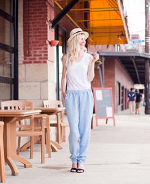 Just a Perfect Day, joesjeans, strawhat, summer, casual, silkpant, stevemadden