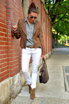 Downing Street, casual, classic, brown, neutral, boots, white denim, summer
