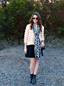 Leopard & Blush, blush, leopard, black, boots, skirt
