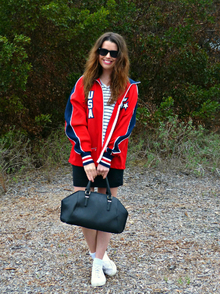 Team USA, Olympics, sporty, stripes, skirt, sneakers