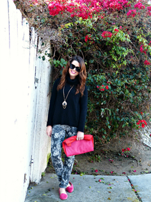 Black Rose, floral, denim, pink