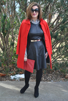 Big Hair/Freezing Temps , red, leather, glam, dressy