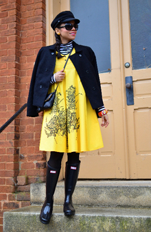 Yellow, yellow, rain boots, hunter boots, 