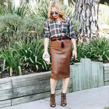 Plaid. Vegan Leather.