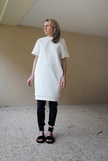 Favorite, tvotvp, black & white, oversized, minimalism, buckled sandals, dress over pants, 