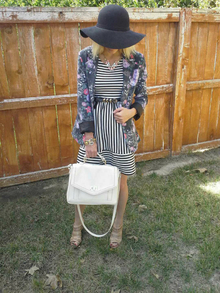 Stripes & Florals , striped dress, floral, blazer, 