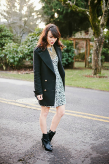 Spring Day Dress, day dress, florals, dress, zara, jacket, booties, leather, quilted, lavenders closet,