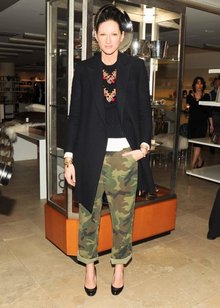 Camo at Work, camo, cargo, pant, wool, coat, layered, cable knit, jcrew, celebrity, leather, trim, statement, patent, pump, classic